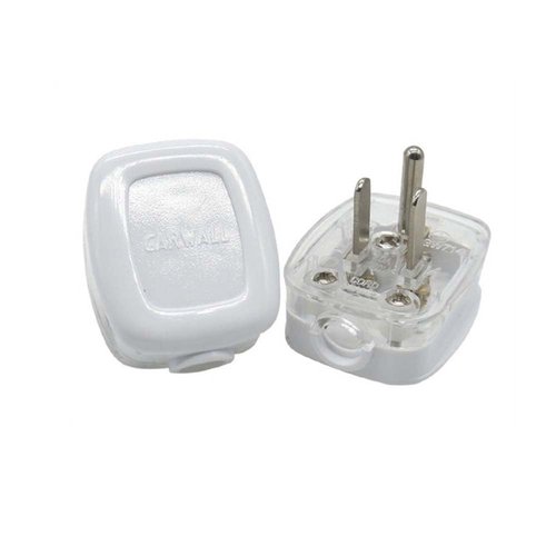 NEMA 5-15P Right-Angle Replacement Plug (White) – 125V 10A Angled Electrical Plug End for Extension Cords, Space-Saving Design, 2-Pack