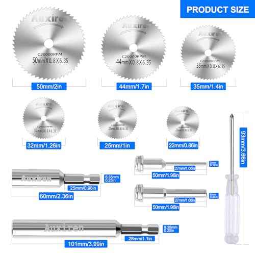 11 PCS Rotary Drill Saw Blades: 6 PCS Mini Circular Saw Blades with 2 PCS 1/4" Hex Shank, 1/8" & 1/4" Round Shanks+ Screwdriver, HSS Small Cutting Discs for Drills Rotary Tools, Inside PVC Pipe Cutter