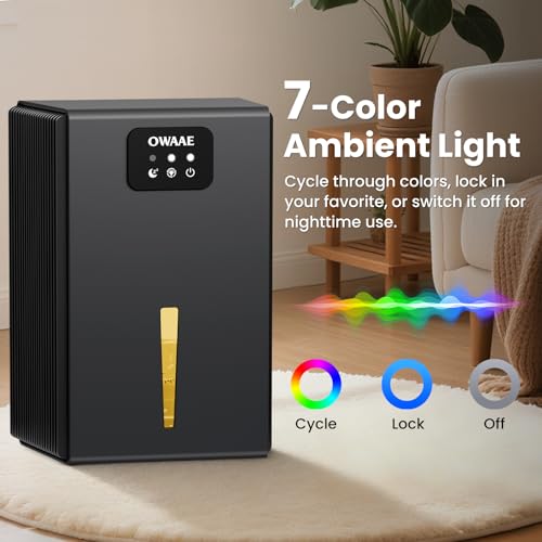 OWAAE Dehumidifier for Home 1000 Sq Ft with Auto Shutoff Sleep Mode, Grey