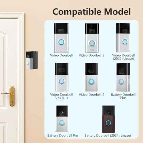 Adjustable 30 to 55 Degree Doorbell Angle Mount Compatible with Video Doorbell 1/2/3/4/(2020 Release)/Battery Doorbell Plus/Pro, Doorbell Camera Door Mount Wedge Kit for House