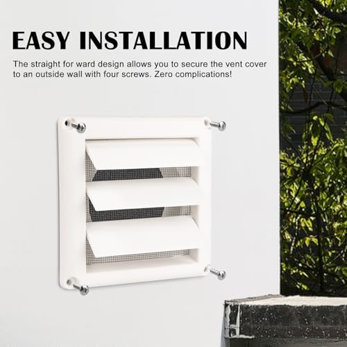 HOXHA 4-Inch White Dryer Vent Cover with Screen, Exterior Wall Hood