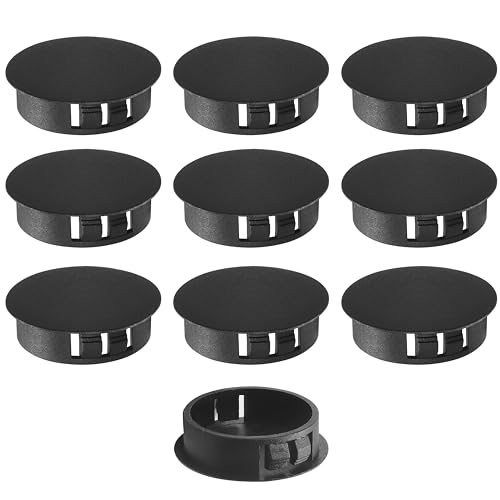Masendelk 35mm Plastic Hole Plugs - Black, Snap-in End Caps, 10pcs, 1-3/8"