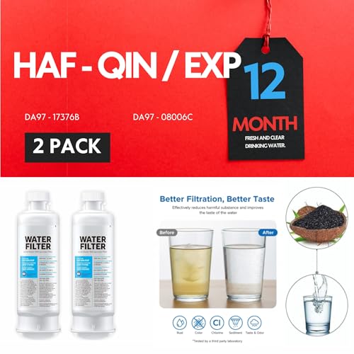 2-Pack HAF-QIN/EXP Water Filter Replacement for DA97-17376B | Carbon Block, 6-Month Filter