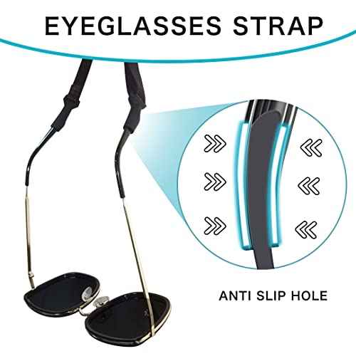 Glasses Strap Sports, No-Tail Adjustable Sunglasses Strap for Kids Men Women, Eye glasses holders around neck£¬Eyewear lanyard£¬Black / 3PCS
