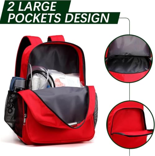 Gatycallaty Red 5-Piece Durable First Aid Backpack for Workplace & Outdoors