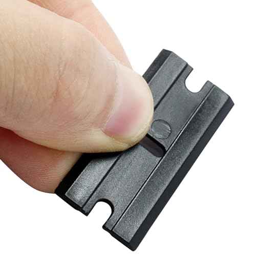 100pcs Plastic Razor Blades, Double Edged Plastic Blades, Safety Glass Scraper Blades for Cleaning Glass Removing Adhesive Residue(Black)