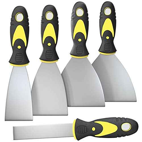 5Pcs Putty Knife, Set, 1" 2" 3" 4" 5" Scraper, Spackle Knife, Paint Scraper, Scraper Tool, No Rusting, Perfect For Repairing Drywall, Removing Wallpaper, Mud, Plaster Scraping