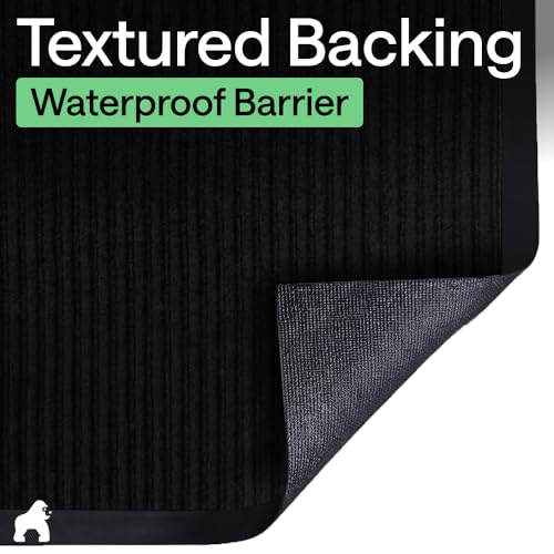 GORILLA GRIP Traffic Guard Door Mat 35x23 Black Stripes Heavy Duty Indoor Outdoor