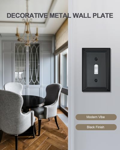 Black Metal Switch Plates Outlet Covers 2-Pack, Toggle Wall Plate - ZILLSEA