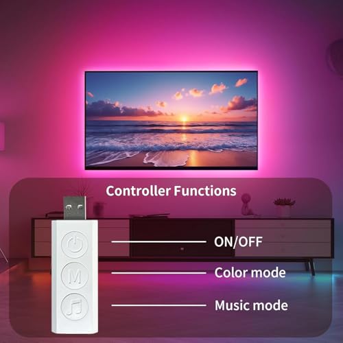 KSIPZE 16.5FT LED TV Backlight Strip for 45-75 Inch Screens RGB Smart App & Button Control