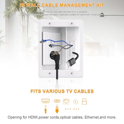 Naerza Recessed TV Outlet Wall Management Kit - All-In-One In Wall Cable Hider