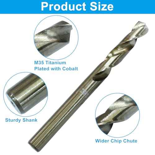 33/64 Inch Cobalt Drill Bit, M35 Reduced Shank High Speed Steel Twist Drill Bit for Metal, Stainless Steel, Cast Iron, Alloy, Plastic, Wood and Non-Ferrous Etc