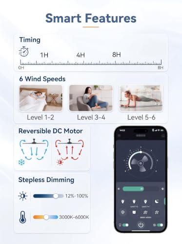 Fanbulous 72 Inch Black Ceiling Fan with Lights, DC Motor, Remote & App Control