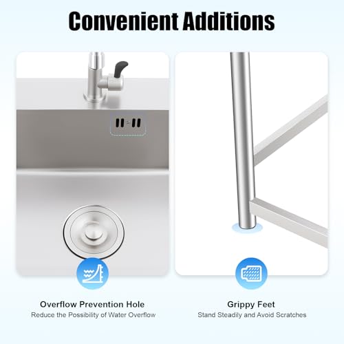 Stainless Steel Utility Sink with Faucet & Cabinet for Kitchen Laundry Garage