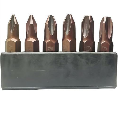 6-Pack25mm Jis Screwdriver Bit Set,Jis Phillips,With Magnetic Tip S2alloysteel Material,Vesselsuitable,Electric Drill Drills, Motorcycles, Cars, And Bicycle (PH1,PH2,PH3X2)