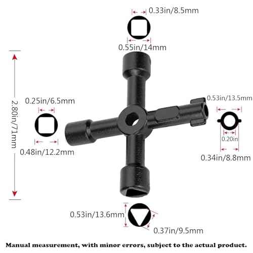 2 PCS 4 Way Cross Key, Zinc Alloy Multifunction Radiator Key Opening Cross Key for Water Meter Valve Electric Box Cupboard Cabinet Train Door ,Plumbers, Electricians ,Electrical Cupboard Box Elevator