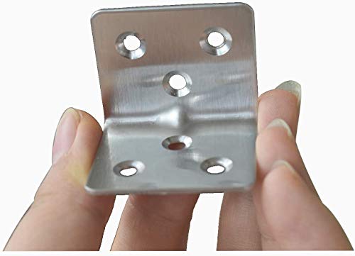 40PCS Stainless Steel Corner Brackets 1.2x1.2 Inches for Furniture Cabinets Shelves - Silver
