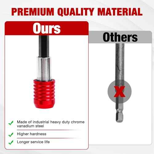 Drill Bit Extension 2/4/6/12¡¯¡¯, Magnetic Bit Holder 4 Pcs, Drill Extension Bit Holder 1/4¡¯¡¯ Hex, Bit Holder for Impact Driver CR-V Steel Quick Release for Screwdriver Bit Nut Drill Socket by XIOGZAXI