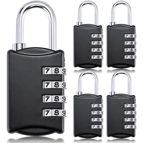 Moxweyeni 5 Pcs 4 Digit Combination Lock Small Combo Luggage Number Locks Outdoor Waterproof Padlock for Traveling Toolbox Gym Door Locker Suitcases Employee Hasp Storage
