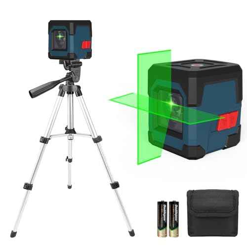 Laser Level, RockSeed Cross Line Laser with Self-Leveling, Vertical and Horizontal Line, Rotatable 360 Degree, Carrying Pouch, Battery Included (Green with27 inch Tripod)