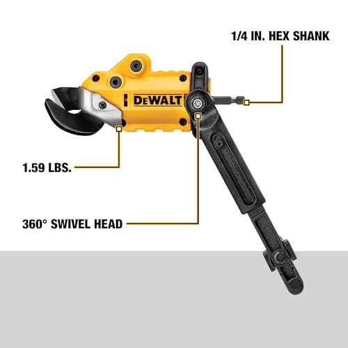 DEWALT Metal Shear/Cutter Drill Attachment - Impact Ready, 360° Pivot, Cuts 18GA - Variation 1