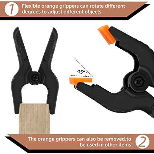 16 Pack Small Spring Clamps, 3.5 Inch Heavy Duty Clamps for Backdrop Stand, Plastic Clips for Crafts and Backdrop Clips for Crafts, Woodworking, Photography, Outdoor