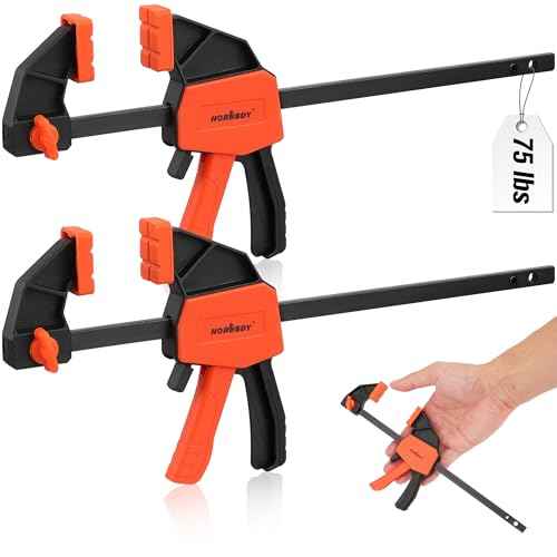 HORUSDY 6" Mini Bar Clamps for Woodworking - 2 Pack Quick Clamps F Clamp with 75 LBS Load Limit