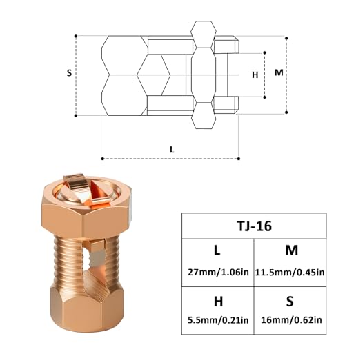 2PCS Copper Split Bolt Connector Grounding Clamps for Copper Wires TJ-16