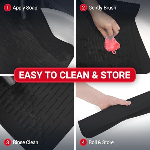 Linda's Essentials 30 x 21 Inch Silicone Stove Top Cover - Black, Heat-Resistant Glass Cooktop Protector