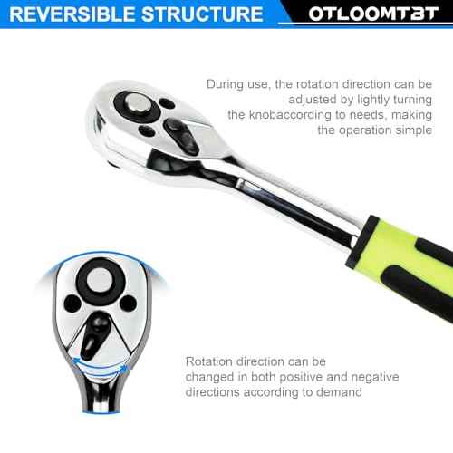 15pcs 1/4 Inch Drive Ratchet Socket Wrench Set, with Metric 4-14mm and Front and Rear Quick Released Ratchet Handle and Extension Bar Universal Joint Hand Drill Adapter, Portable Organizer