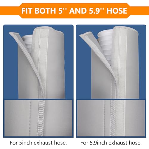 Benasan Portable AC Hose Insulation Sleeve - Light Gray, Fits 5-5.9 Inch Hose, Easy Install
