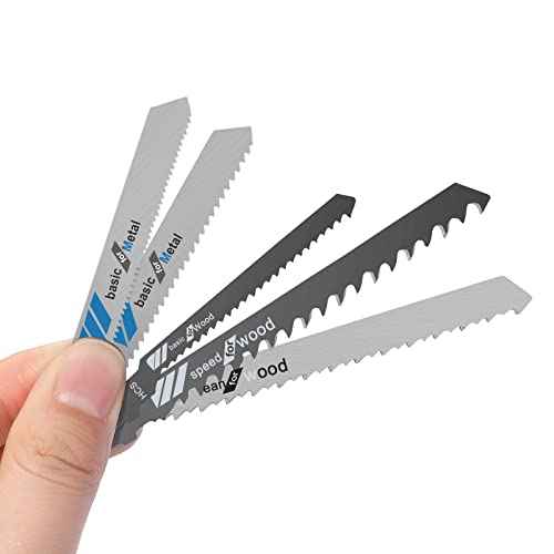 20 Piece Jigsaw Blades Set Assortment of Professional T-Handle Jig Saw Blade Kits Multi-Purpose Jig Saw Blades Replacement Set for Wood Pruning, Plastic, and Metal Cutting