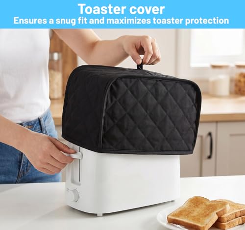 2-Slice Toaster Cover, Waterproof Polyester Toaster Cover for 2-Slice Toasters, Black