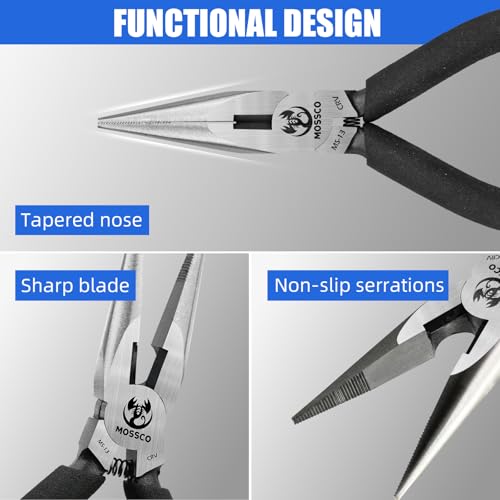 Needle Nose Pliers, 5" Mini Long Nose Pliers with Cutter, Serrated Jaw Precision Small Needle Nose Pliers for Jewelry Making, Bending Wire, Crafts, Electronic Repair