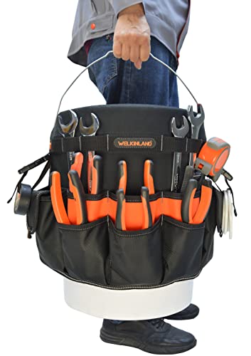 WELKINLAND 5 Gallon Bucket Tool Organizer with 47 Pockets