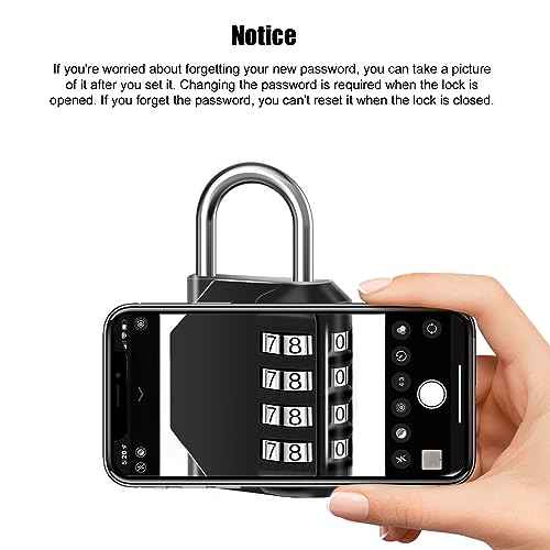 Combination Lock Waterproof 4 Digit Padlocks with Combination Code, Zinc Alloy Combination Lock for Door, Tool Boxes, Schools, Gym, Garden, Fences, Reel Cabinet & Storage, Black (1PCS)