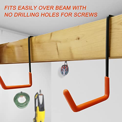 HUPBIPY Black Rafter Hook Hanger Set for Garage & Home Organization - Heavy Duty Steel, Non-Slip Coating, 6 Pack