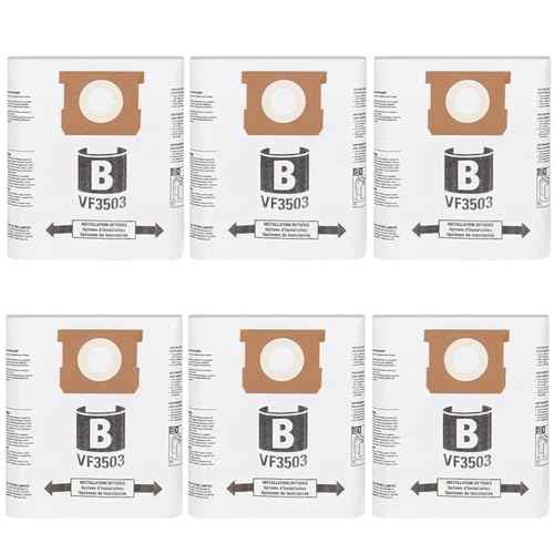 VF3503 Shop Vac Bags for Ridgid 5 to 10 Gallon Wet Dry Vacuums -6Pack Vacuum Bags Replacement for WD5500, VAC5000, WD0670, WD6425, HD0918, WD0970, WD0975, WD1060, 50328/1000RV, WD10220