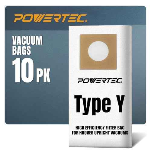POWERTEC Type Y Vacuum Bags 10 PK for Hoover Style Y, Z, YZ WindTunnel Upright Vacuum Cleaners, Replacement Dust Bags for 4010100Y, AH10040 and AH10165 (75057V)