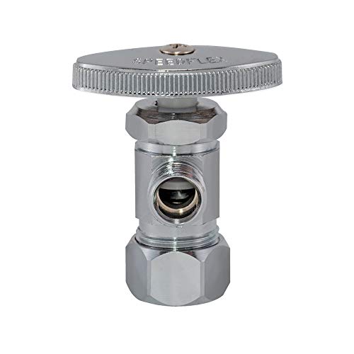 Eastman Multi-Turn Angle Stop Valve with Nut & Sleeve, Chrome, 3/8 in x 5/8 in