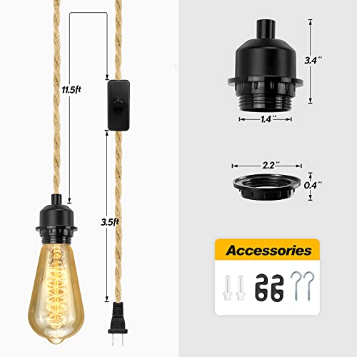LYOOWNG 15FT Plug-in Pendant Light Cord Kit - DIY Hanging Lamp, Farmhouse Style, 1 Pack