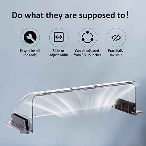 2 Pack Air & Heat Deflector for Vents, Sidewalls and Ceiling Registers, Adjustable from 8.5" to 15"