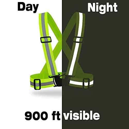 DUSKCOVE 2 Pack Hi Vis Safety Vests - Adjustable Bright Neon Color High Visibility Reflective Safety Straps Gear for Traffic Control, Running, Cycling
