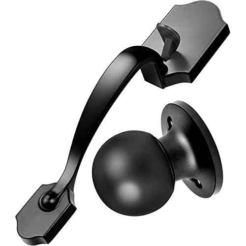 Front Door Handleset, Entry Door Handle Set with Cove Knob for Right and Left Handed Sided Doors, Interior and Exterior Entrance Passage Lock, Lower Half Grip, Matte Black