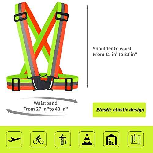 2 pcs Reflective Vest, Adjustable High Visibility Reflective Safety Straps Gear for Run, Cycling,Pet Walking