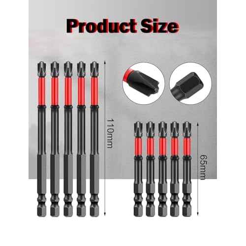 FPH2 Impact Screwdriver Bit Set - 10pcs S2 Steel Insulated Bits (65mm+110mm) for Electricians, 1/4" Hex Shank Magnetic Drill Bits for Circuit Breakers ? (10pic)