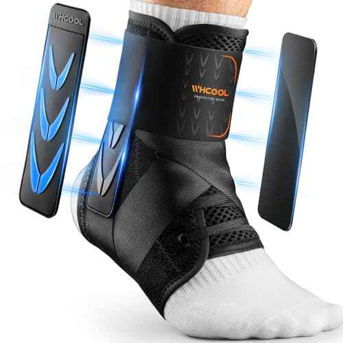 Slim-Fit Ankle Brace for Sprained Ankle, Velcro Lace Up Ankle Support for Women Men With 2 Auto-Shaped Pads, Air Fabric Cool Ankle Stabilizer for Injury Recover, Running,Sports, M(12¡±-13¡±)