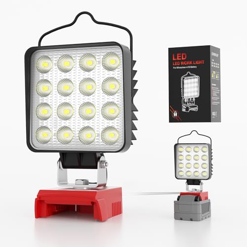 LANKA Red 112W 11200LM Cordless LED Work Light Compatible with Milwaukee M18 Battery