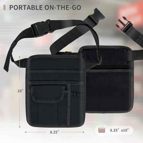 Restaurant Waiter Waist Money Pouch Bag, Serving Apron, Check Holder with Multiple Pockets, Adjustable Belt for Waitress