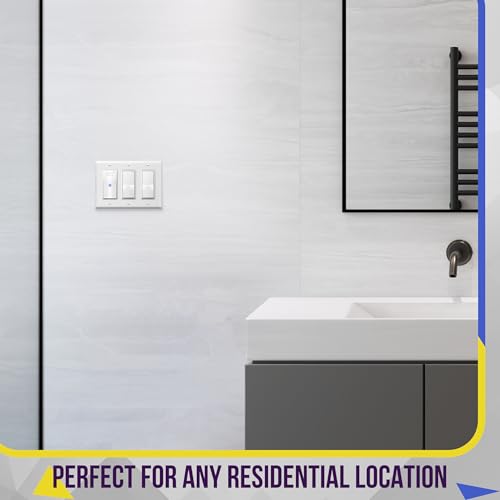 ENERLITES 3-Gang White Decorator Light Switch Outlet Wall Plate Cover - Standard Size